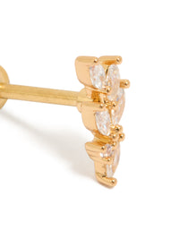 Gold Plated Surgical Steel Five Leaf Flat Back Crawler Single Flat Back Stud - link has visual effect only