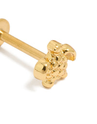 Gold Plated Surgical Steel Turtle  Single Flat Back Stud - link has visual effect only