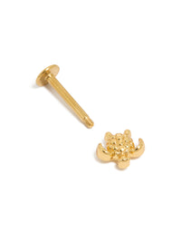 Gold Plated Surgical Steel Turtle  Single Flat Back Stud - link has visual effect only