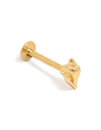 Gold Plated Surgical Steel Miter Shell Single Flat Back Stud - link has visual effect only
