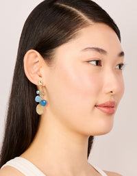 Gold & Blue Beaded Drop & Hoop Earrings 3-Pack - link has visual effect only