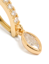 Featuring a bar charm with cubic zirconia in surgical steel crafted from gold plated material detail view - link has visual effect only