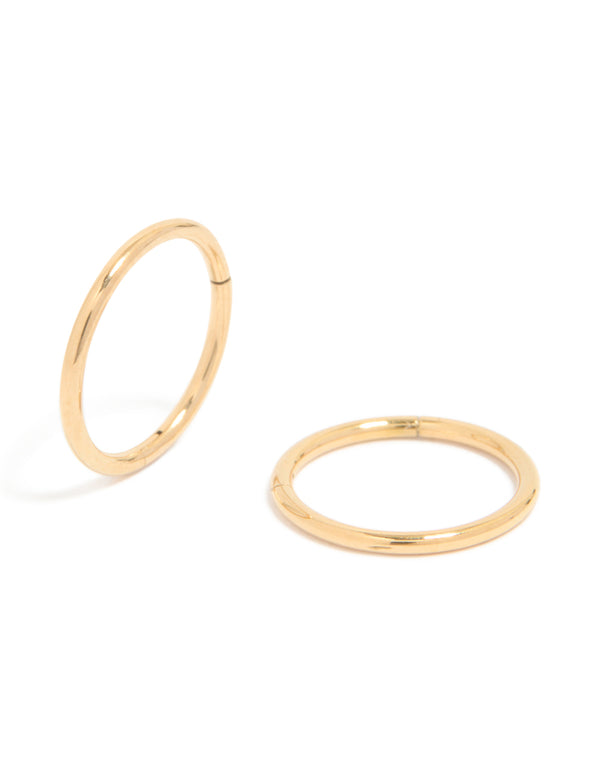 Gold Plated Titanium 10MM Thick Sleeper Earrings
