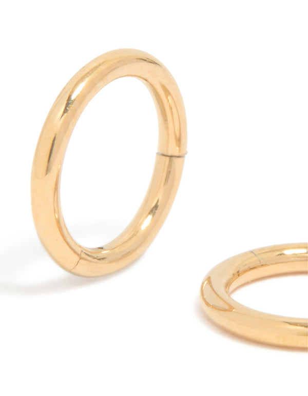 Gold Plated Titanium 6MM Thick Sleeper Earrings