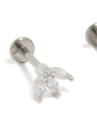 Titanium Cubic Zirconia Flower Drop Flat Back Studs 3- Pack - link has visual effect only