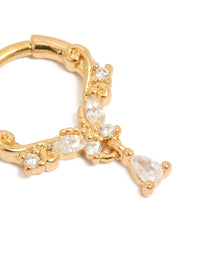 Crafted from gold plated titanium with butterfly charm and cubic zirconia ring detail view - link has visual effect only