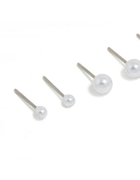 Surgical Steel Graduating Pearl Stud Earrings 3-Pack - link has visual effect only