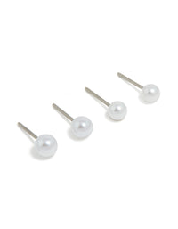 Surgical Steel Graduating Pearl Stud Earrings 3-Pack - link has visual effect only