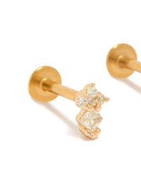 Kids Gold Plated Surgical Steel Cubic Zirconia Mini Diamond Flat Back Studs - link has visual effect only