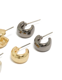 Mixed Metal  Plated Small Round Open Hoop Earrings 3-Pack - link has visual effect only