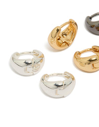 Mixed Metal Plated Small Graduated Huggie Earrings 3-Pack - link has visual effect only
