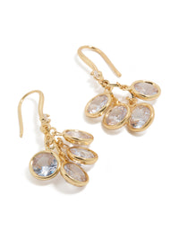 Gold Plated Cubic Zirconia Cluster Drop Hook Earrings - link has visual effect only