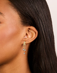 Mixed Metal Plated Cubic Zirconia Illusion Hoop Chain Drop Earrings - link has visual effect only