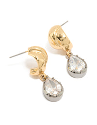 Mixed Metal Plated  Cubic Zirconia Knot Teardrop Earrings - link has visual effect only