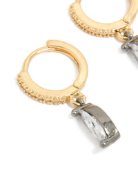 Mixed Metal Plated Cubic Zirconia Oval Huggie Drop Earrings - link has visual effect only