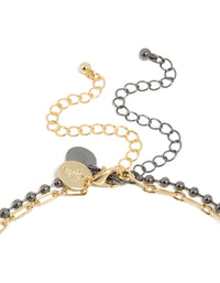 Mixed Metal Plated Cubic Zirconia Teardrop & Cluster Layered Necklace - link has visual effect only