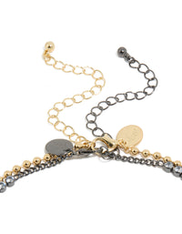 Mixed Metal Plated Cubic Zirconia Double Layered Tennis Ball Chain Necklace - link has visual effect only