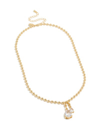 Gold Plated Double Cubic Zirconia Teardrop Pendant Necklace - link has visual effect only