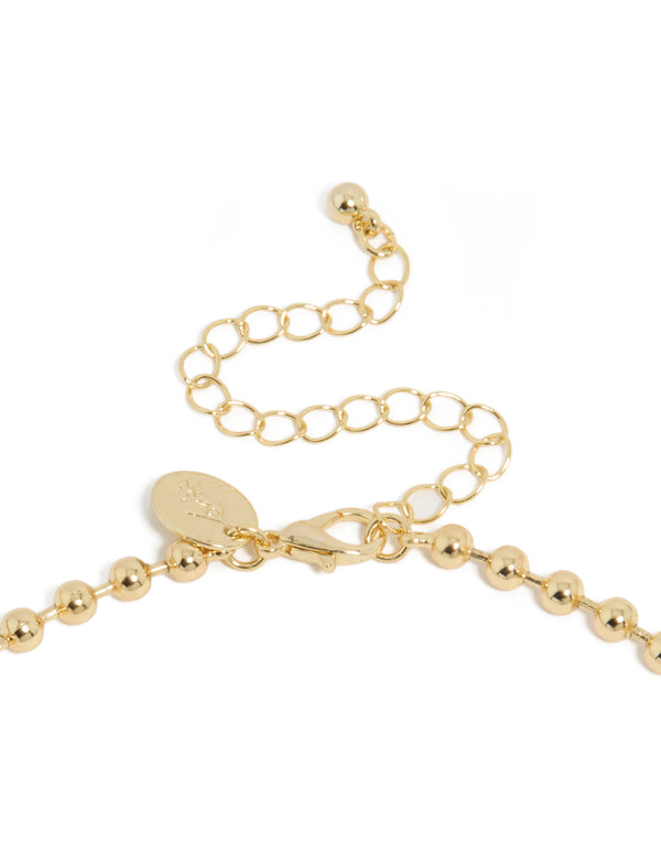 Gold Plated Double Cubic Zirconia Teardrop Pendant Necklace
