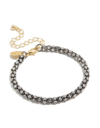 Mixed Metal Plated Diamante Fireball Chain Bracelet - link has visual effect only
