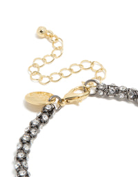 Mixed Metal Plated Diamante Fireball Chain Bracelet - link has visual effect only