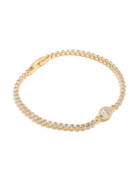 Gold Plated Cubic Zirconia Oval Tennis Bracelet - link has visual effect only