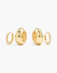 Gold Plated Large Mixed Cubic Zirconia Huggie Earrings - link has visual effect only