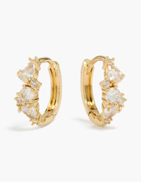 Gold Plated Cubic Zirconia Huggie & Stud Earrings 2-Pack - link has visual effect only