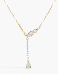 Gold Plated Cubic Zirconia Trio Y-Necklace - link has visual effect only