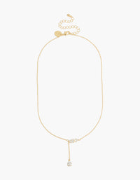 Gold Plated Cubic Zirconia Trio Y-Necklace - link has visual effect only