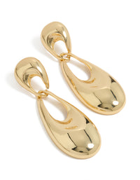 Gold Plated Elongated Oval Drop Earrings - link has visual effect only