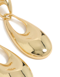 Gold Plated Elongated Oval Drop Earrings - link has visual effect only