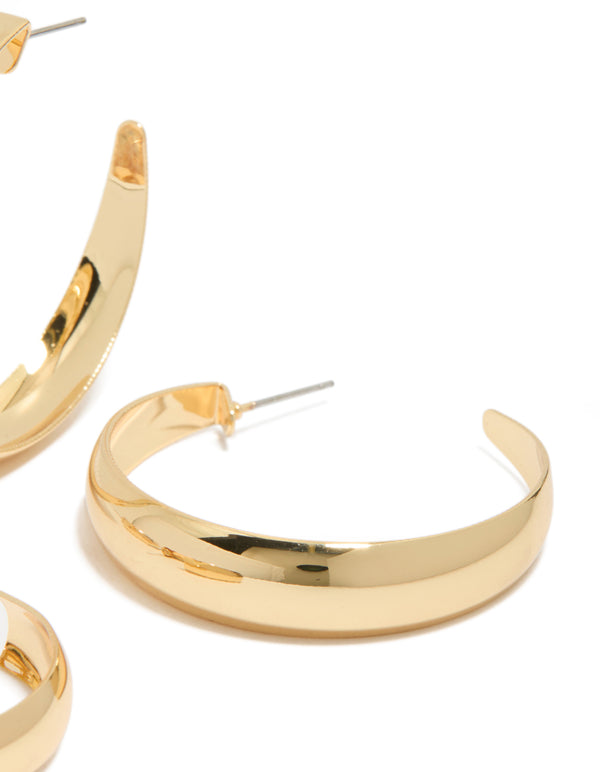 Gold Plated Medium & Large Hoop Earrings 2-Pack