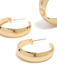 Gold Plated Medium Hoop Earrings 2-Pack - link has visual effect only