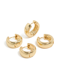 Gold Plated Huggie Earrings 2-Pack - link has visual effect only