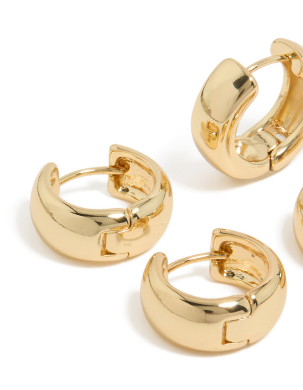 Gold Plated Huggie Earrings 2-Pack