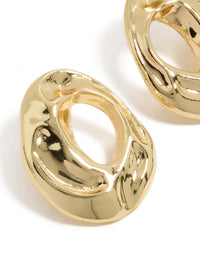 Gold Plated Open Organic Circle Stud Earrings - link has visual effect only