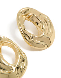 Gold Plated Open Organic Circle Stud Earrings - link has visual effect only