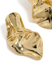 Gold Plated Wavy Organic Drop Stud Earrings - link has visual effect only