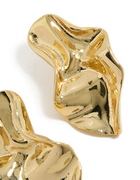 Gold Plated Wavy Organic Drop Stud Earrings - link has visual effect only