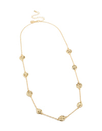 Gold Plated Long Molten Circle Discs Charm Necklace - link has visual effect only