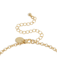 Gold Plated Diamante Disc & Red Heart Charm Necklace - link has visual effect only