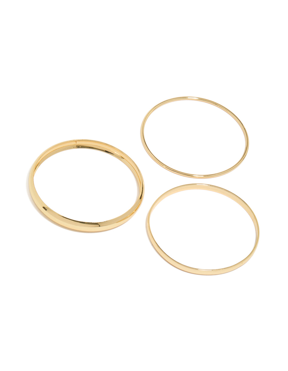 Explore this multi size bangle in a 3-pack crafted from gold plated material in a polished finish front view