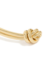 Gold Plated Double Knotted Centre Wrist Cuff - link has visual effect only