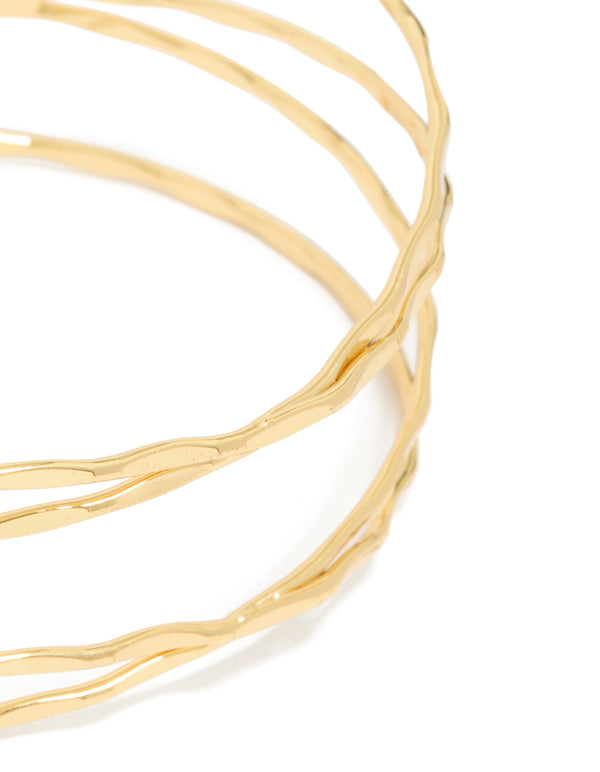 Gold Plated Multi Cross Textured Arm Cuff