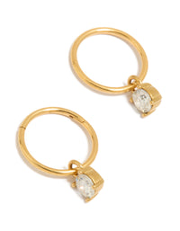 Gold Plated Surgical Steel Cubic Zirconia Drop Sleeper Earrings - link has visual effect only