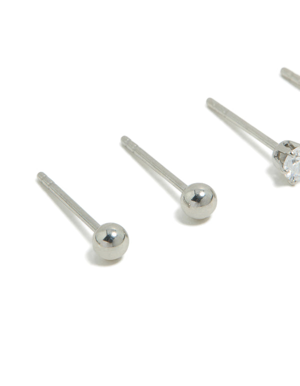 Kids Surgical Steel Blue Cubic Zirconia Stud Earrings 2-Pack
