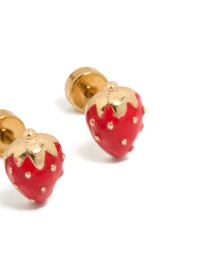 Kids Gold Plated Surgical Steel Strawberry Flat Back Studs - link has visual effect only