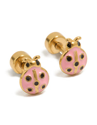 Gold Plated Surgical Steel Ladybug Flat Back Studs - link has visual effect only