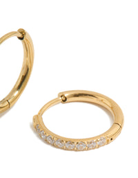 Kids Gold Plated Surgical Steel Cubic Zirconia Sleeper Earrings - link has visual effect only